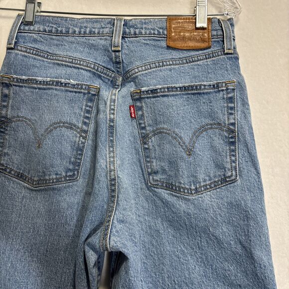 Levi's Premium Jeans Women's 28 Ribcage Straight Ankle High Rise Button Fly Blue - Picture 9 of 16